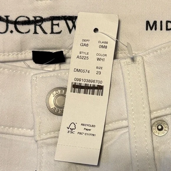 J.CREW 23 Denim Short White Cotton Blend Stretch Pockets Zip Summer - Picture 6 of 6